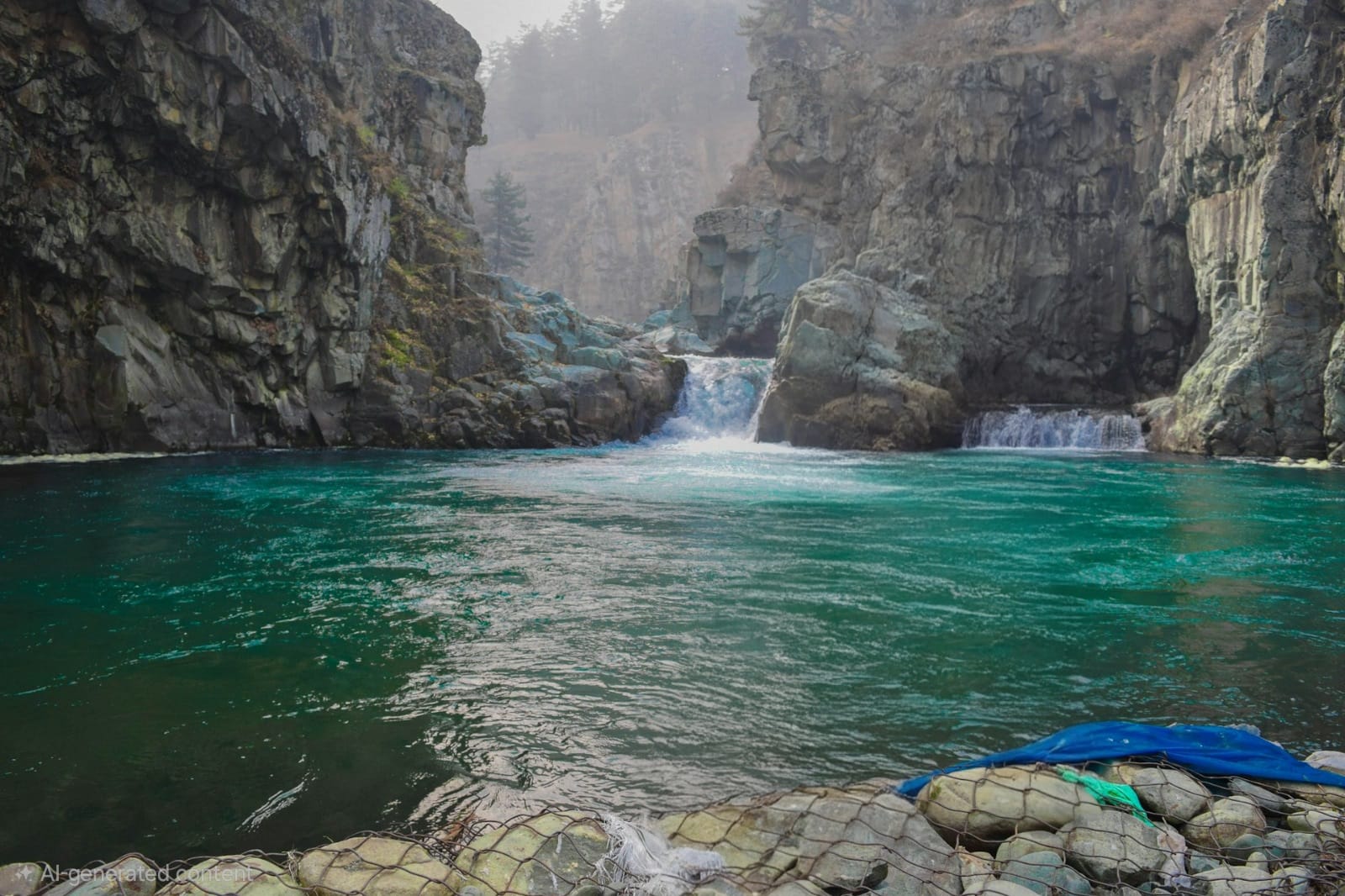 The powerful Aharbal waterfall on the Veshaw river in Kulgam district of Kashmir