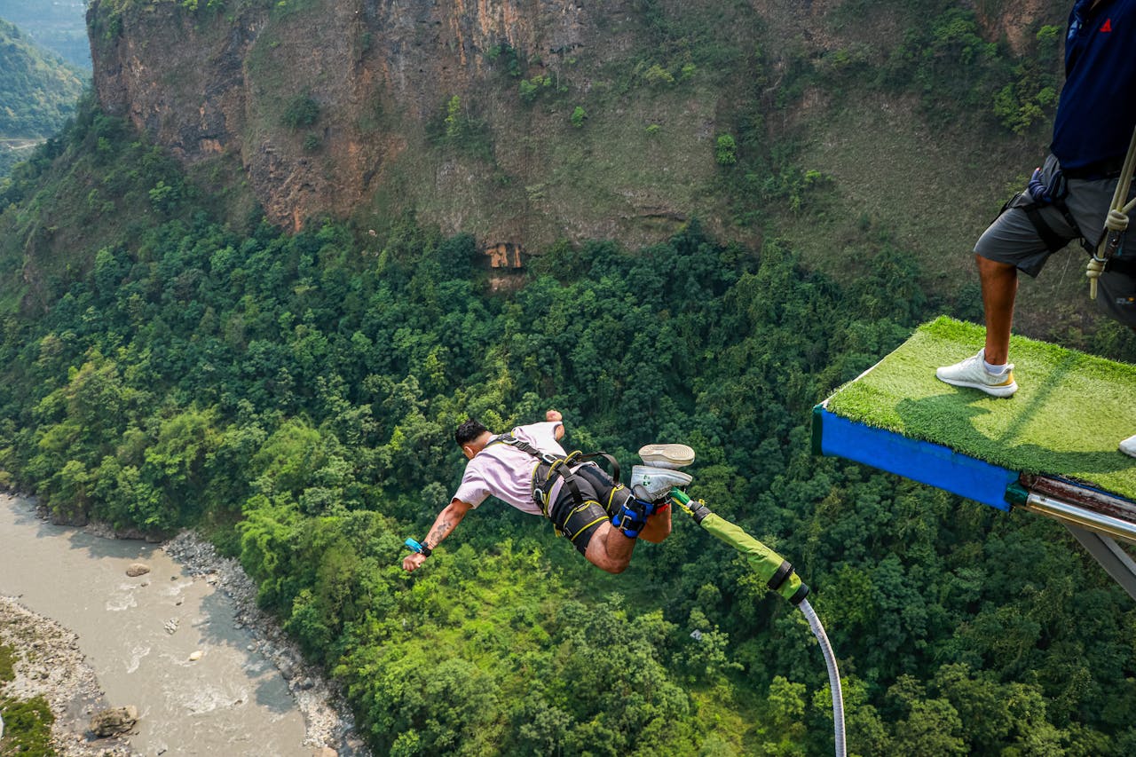 Bungee jumping Rishikesh Mohan Chatti Jumpin Heights 83 metre gorge Ganges adventure