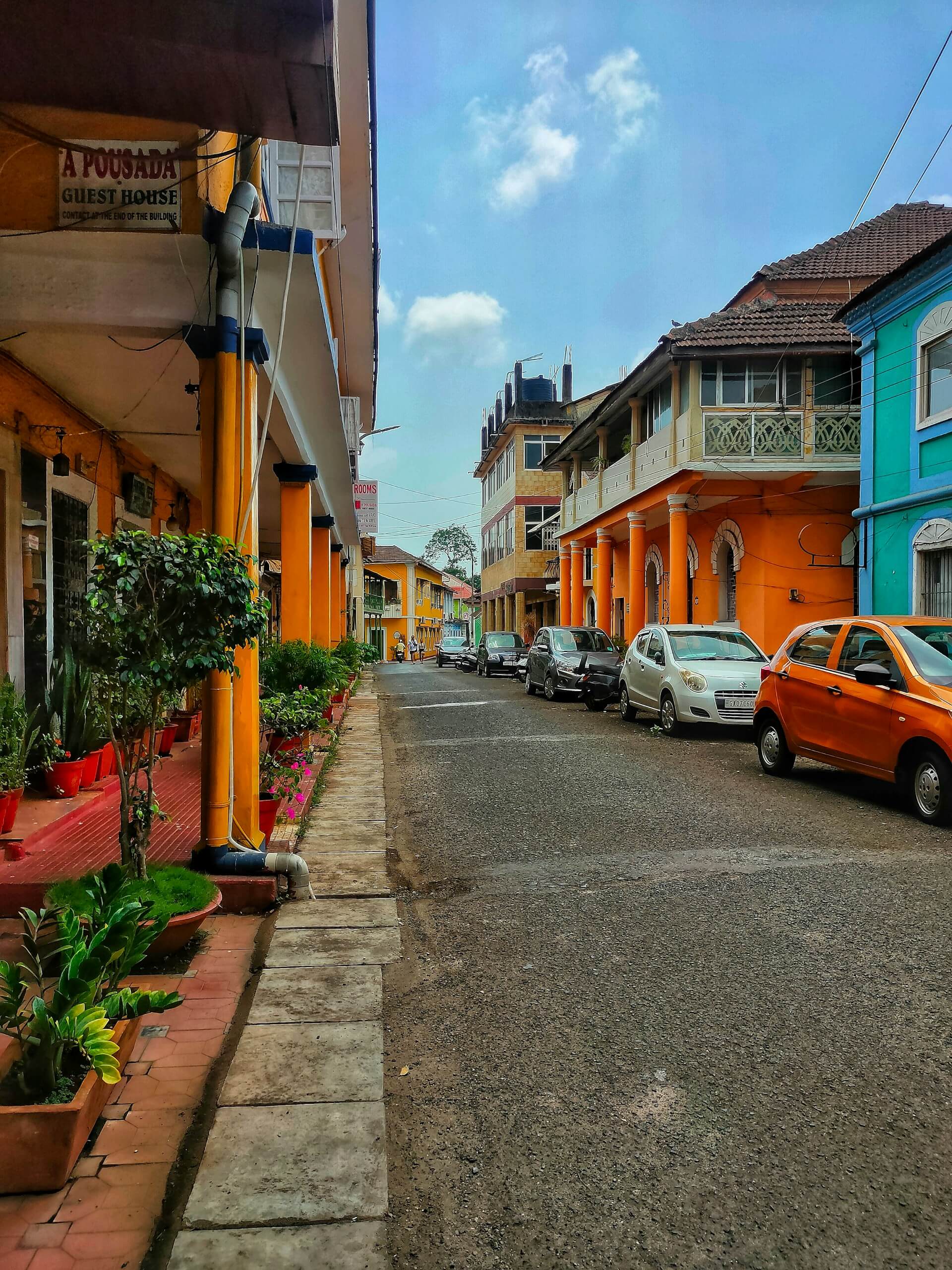 Fontainhas Latin Quarter Panaji Goa Portuguese colonial houses narrow lanes ochre terracotta