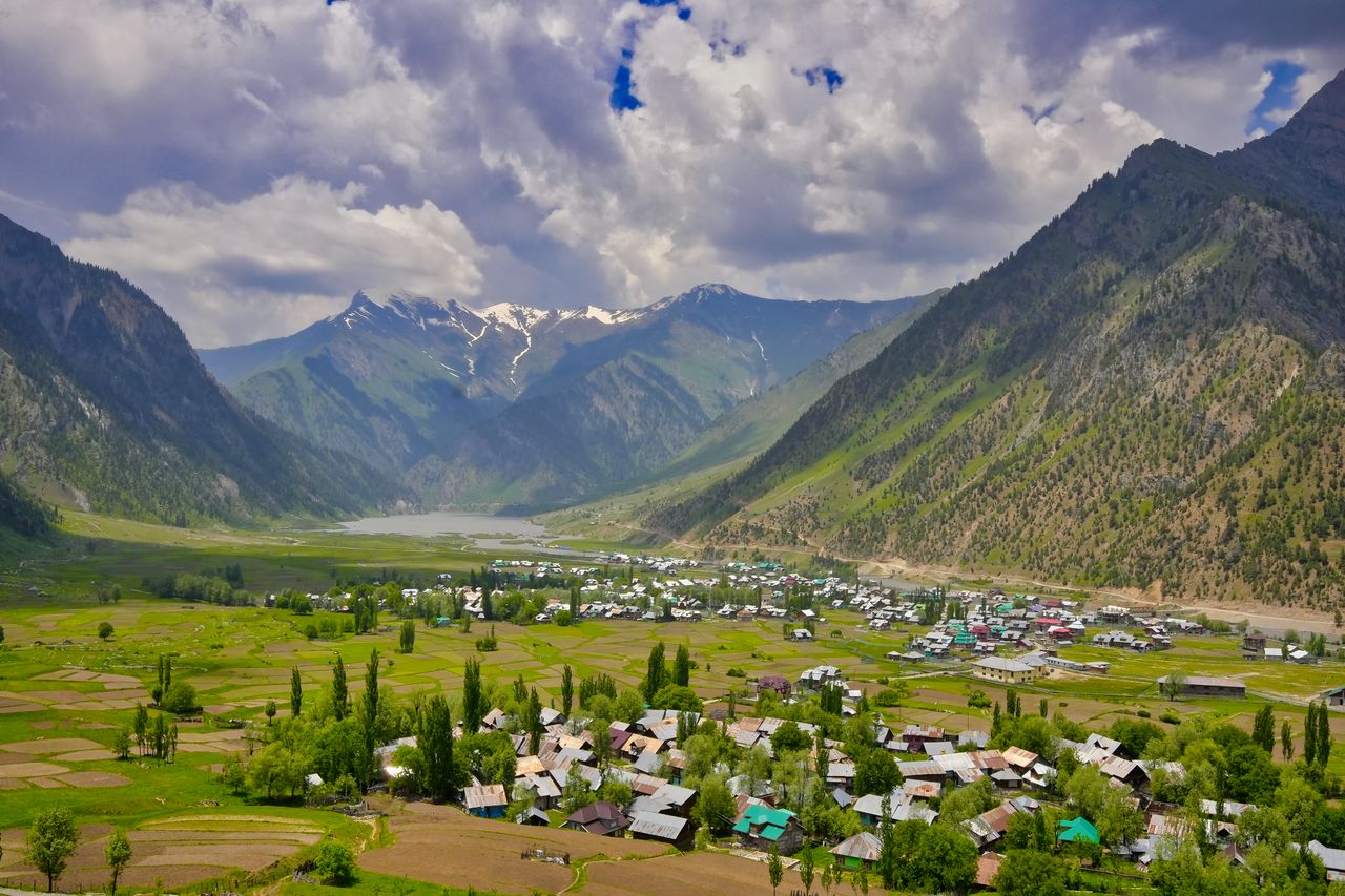 The Kishanganga river winding through Gurez Valley below the pyramid-shaped Habba Khatoon peak