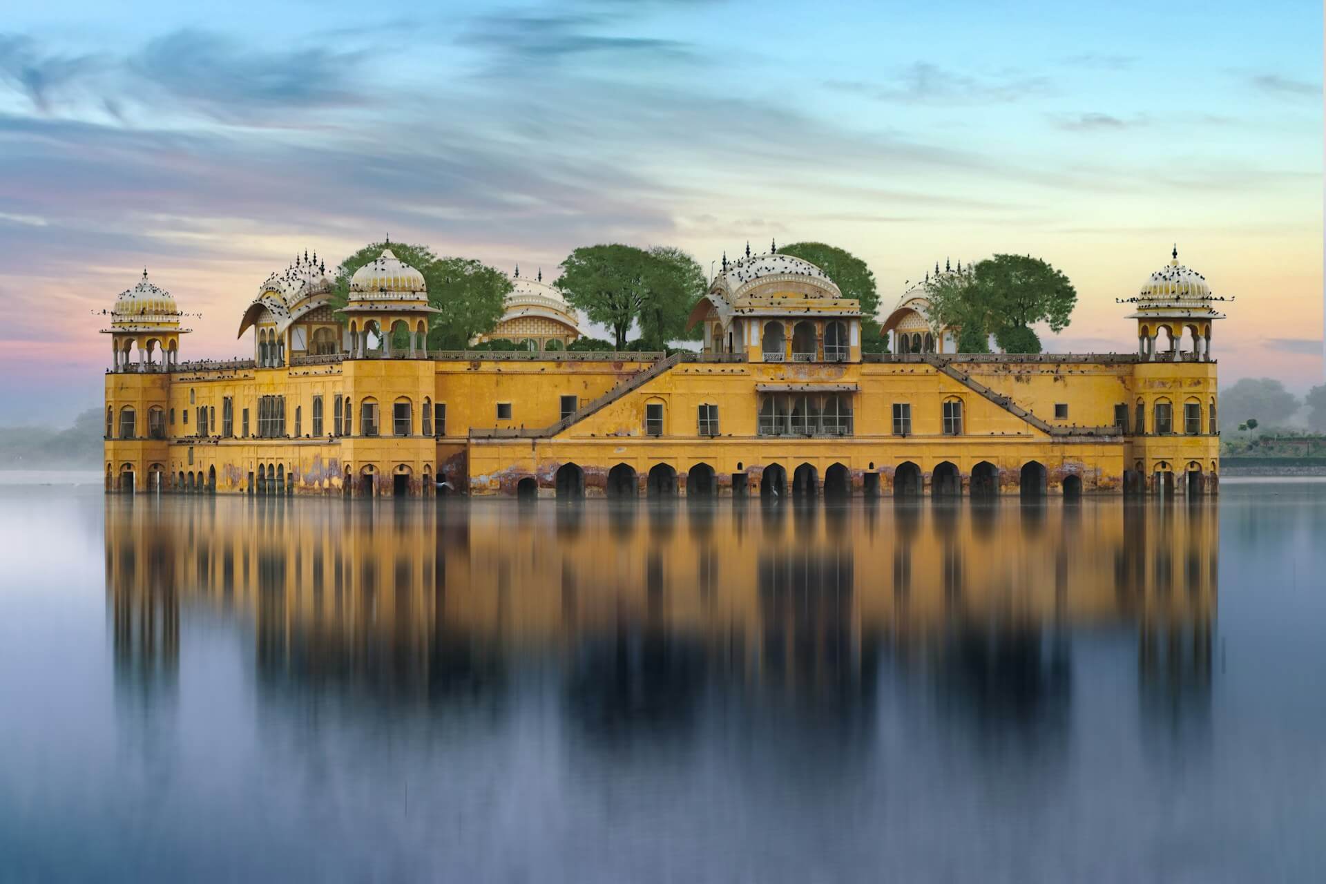 Jal Mahal Water Palace Man Sagar Lake Jaipur reflections sunset