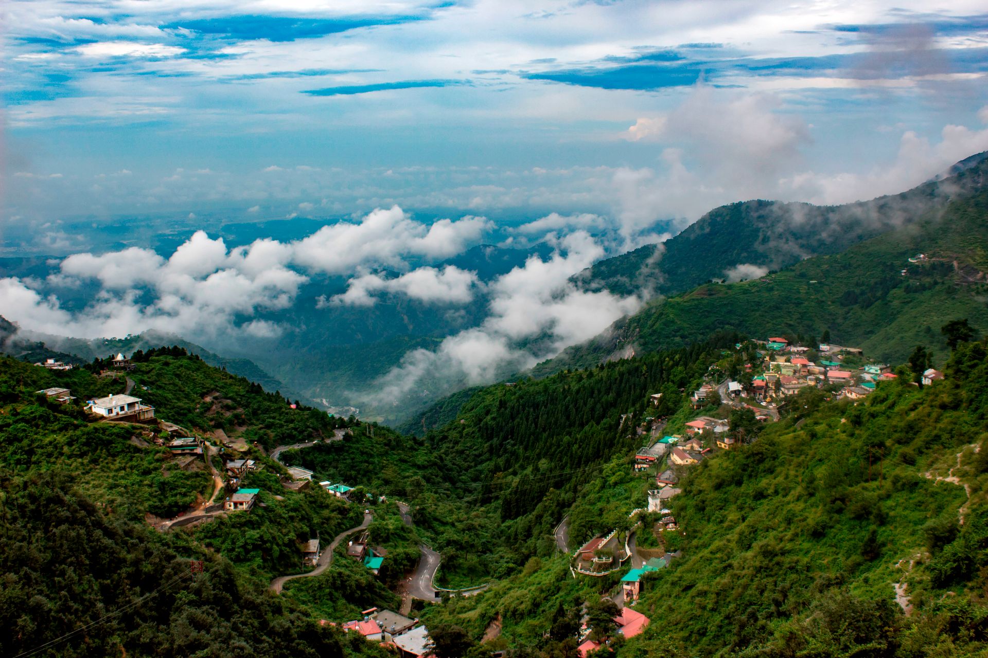 Mussoorie and Landour ridge at sunset with the Winterline over the Doon valley, Uttarakhand