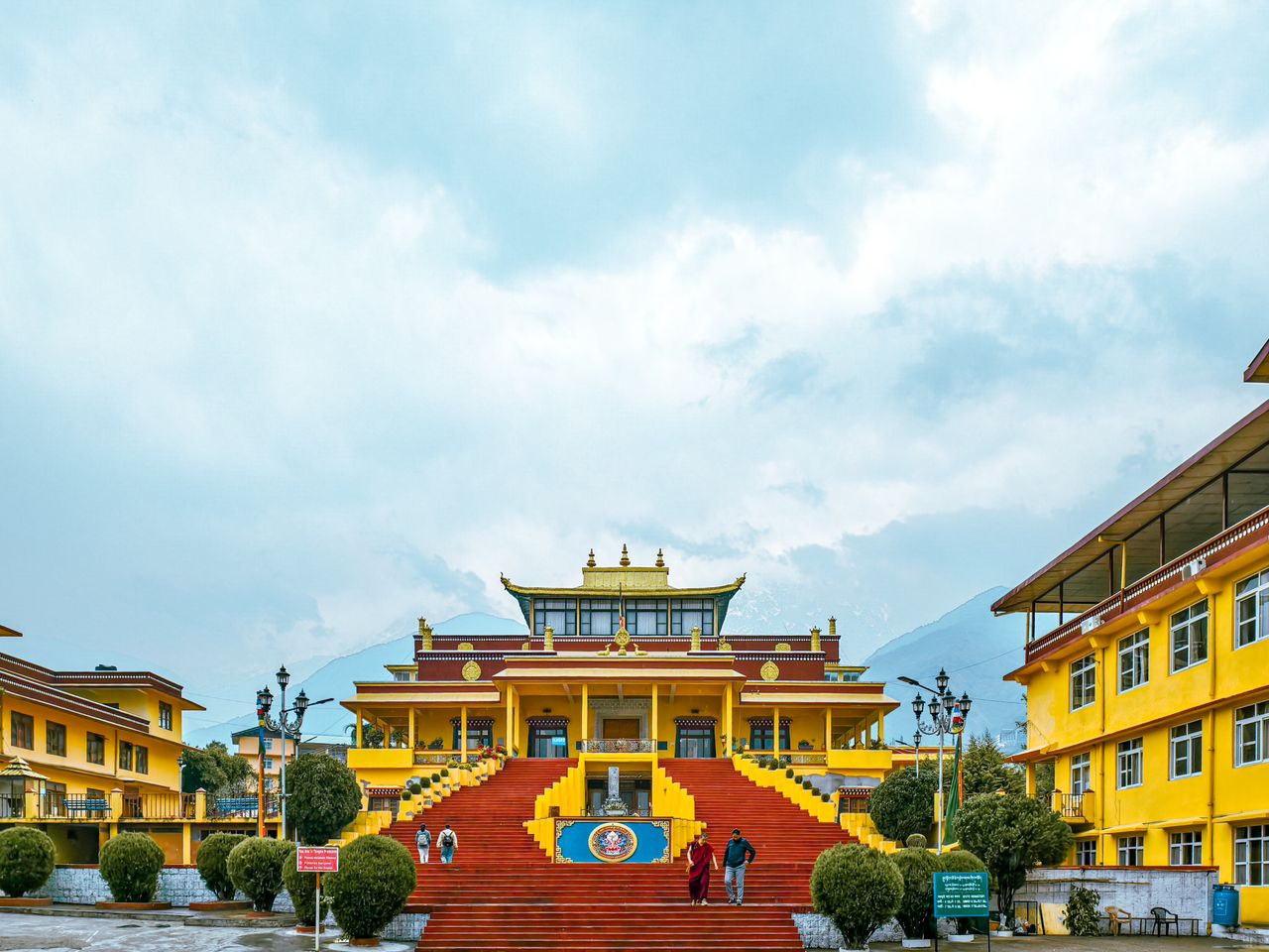 Tsuglagkhang Complex Namgyal Monastery McLeod Ganj monks prayer flags golden roof