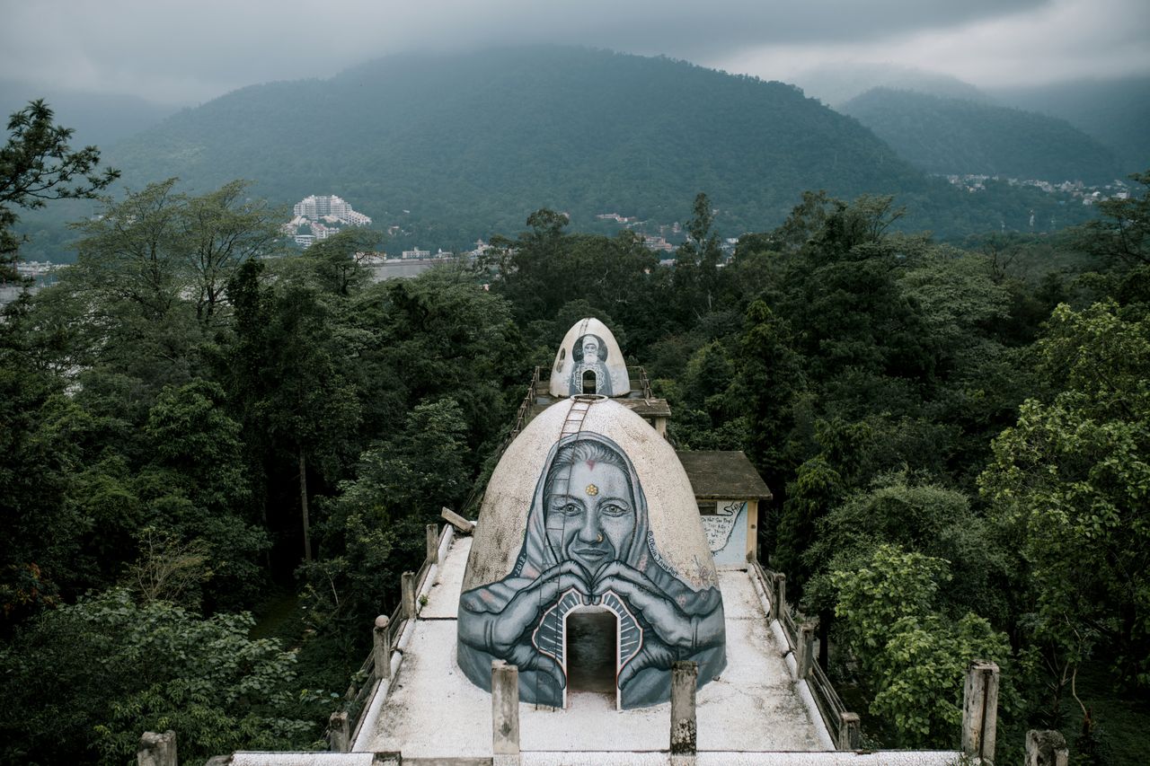Beatles Ashram Maharishi Mahesh Yogi Chaurasi Kutia Rishikesh murals abandoned ruins Rajaji Tiger Reserve