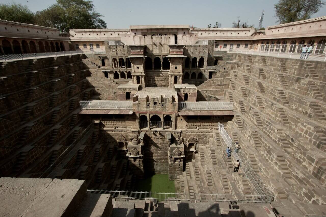 Abhaneri Chand Baori stepwell geometric Rajasthan ancient architecture