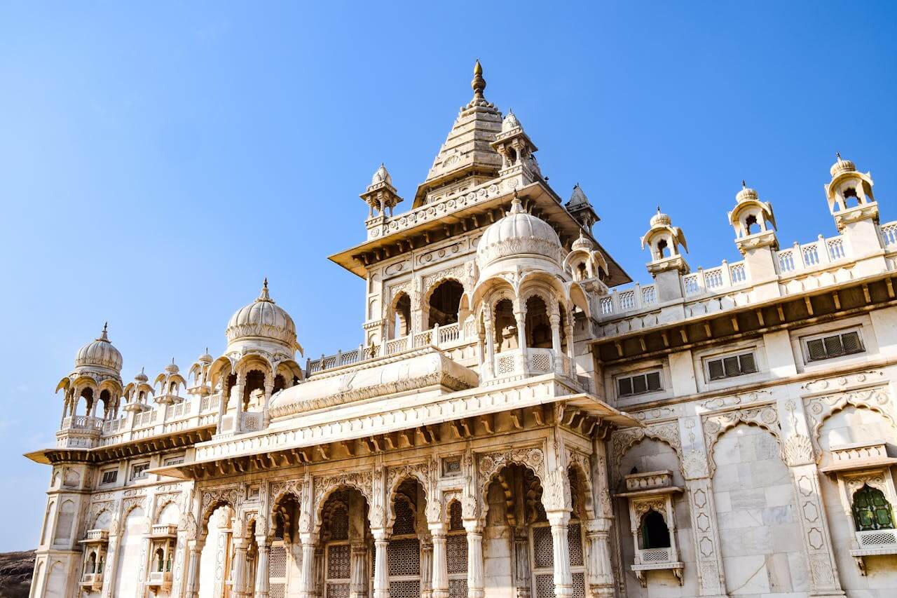 Jaswant Thada marble cenotaph Jodhpur lake reflection white marble