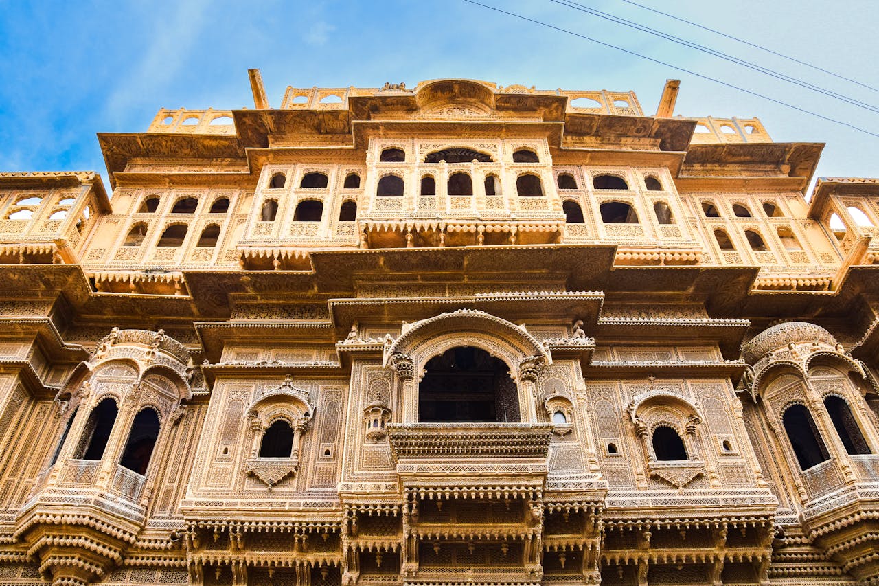 Nathmal Ki Haveli Jaisalmer two brothers different carvings yellow sandstone